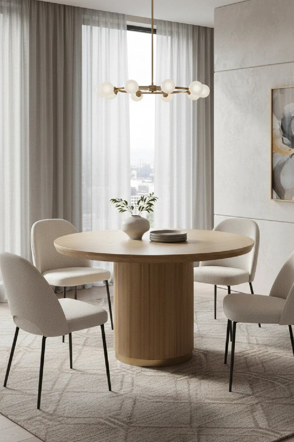Luxury Round Oak Dining Table Modern Italian Style for Villa