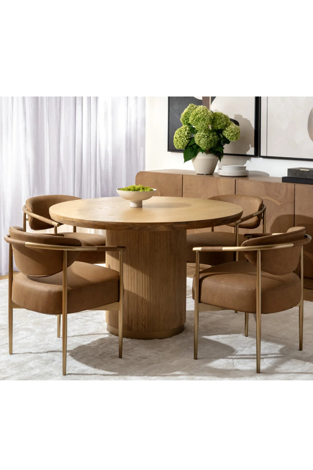 Luxury Round Oak Dining Table Modern Italian Style for Villa