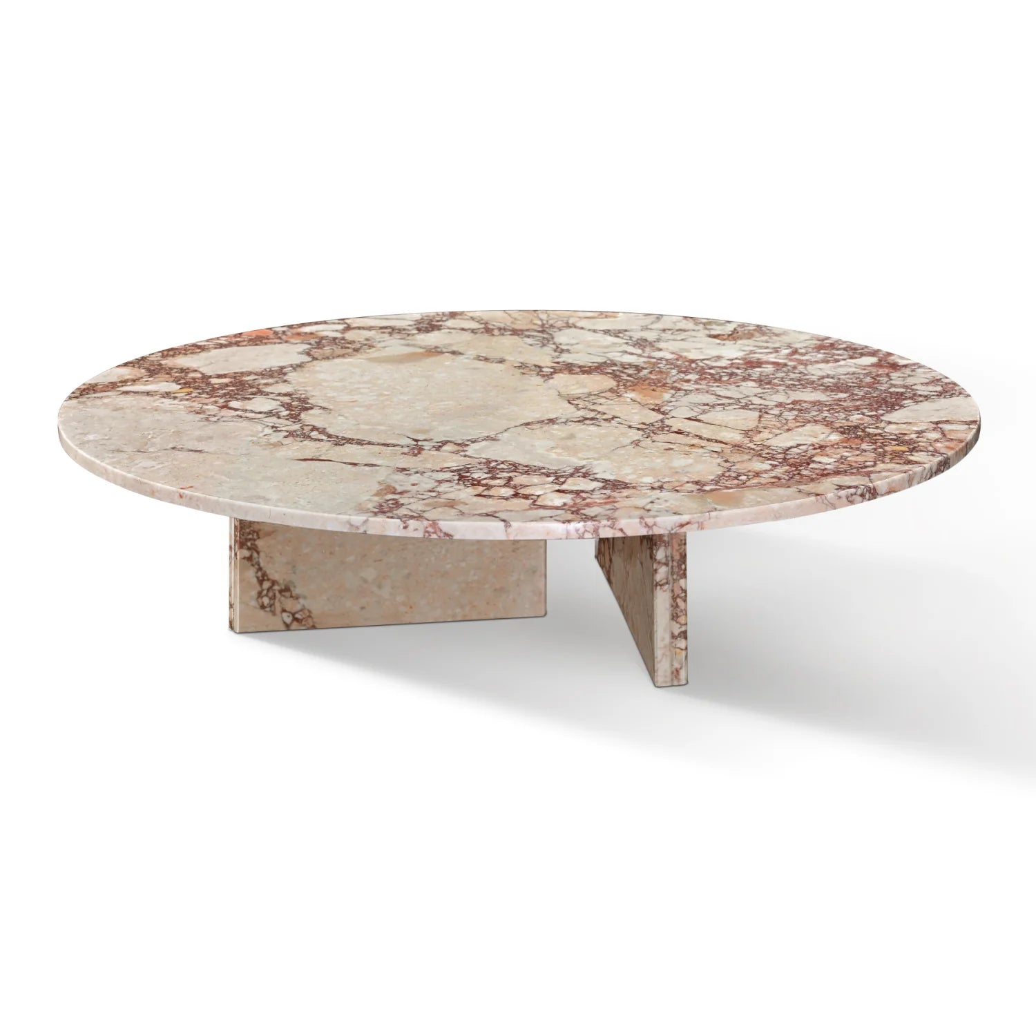 Luxury Round Pink Marble Coffee Table Modern Italian Style for Villa