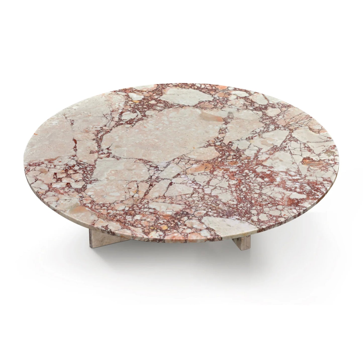 Luxury Round Pink Marble Coffee Table Modern Italian Style for Villa
