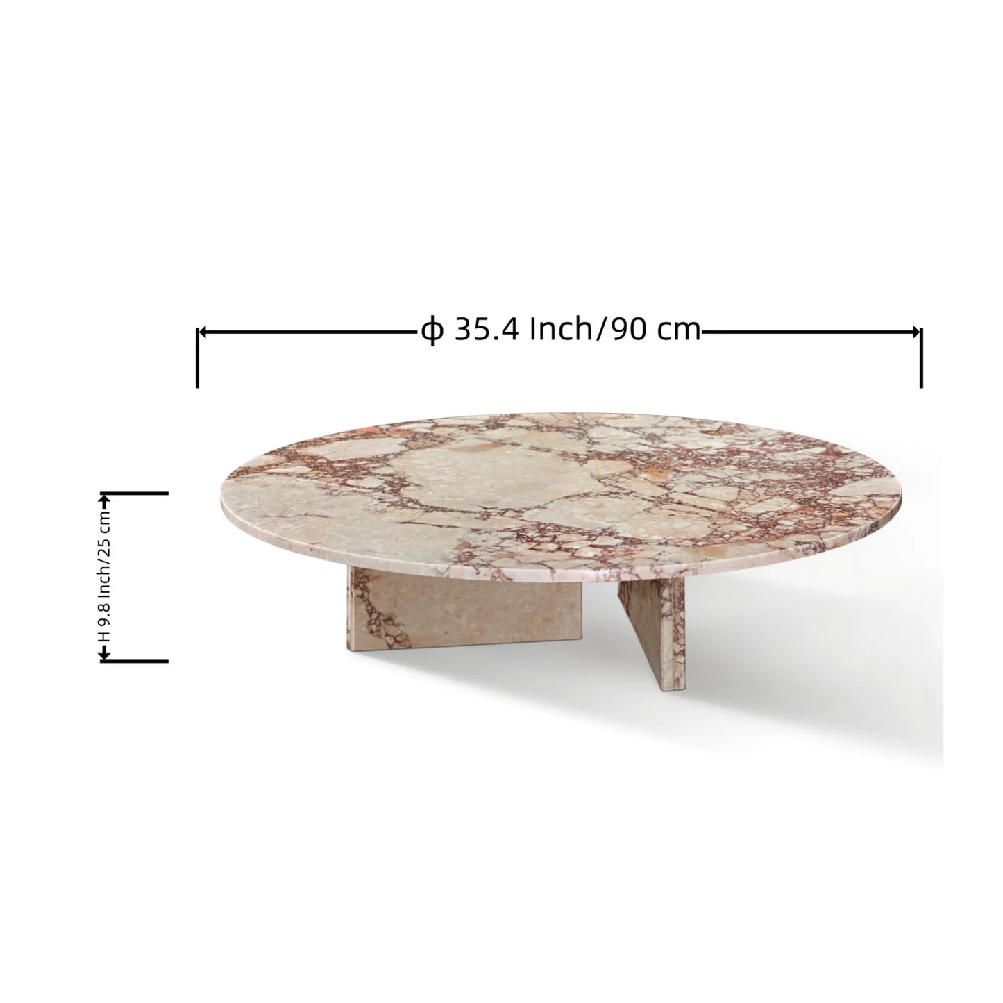 Luxury Round Pink Marble Coffee Table Modern Italian Style for Villa