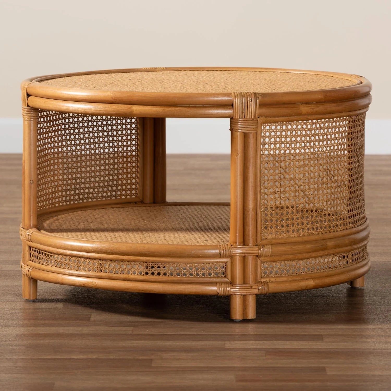 Luxury Round Rattan Coffee Table Modern Italian Style for Villa