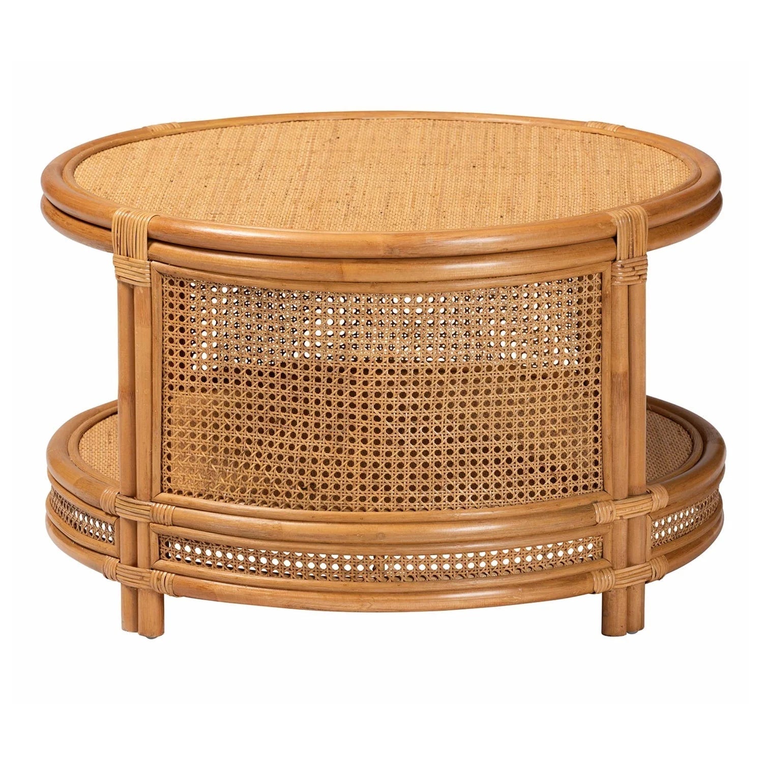 Luxury Round Rattan Coffee Table Modern Italian Style for Villa