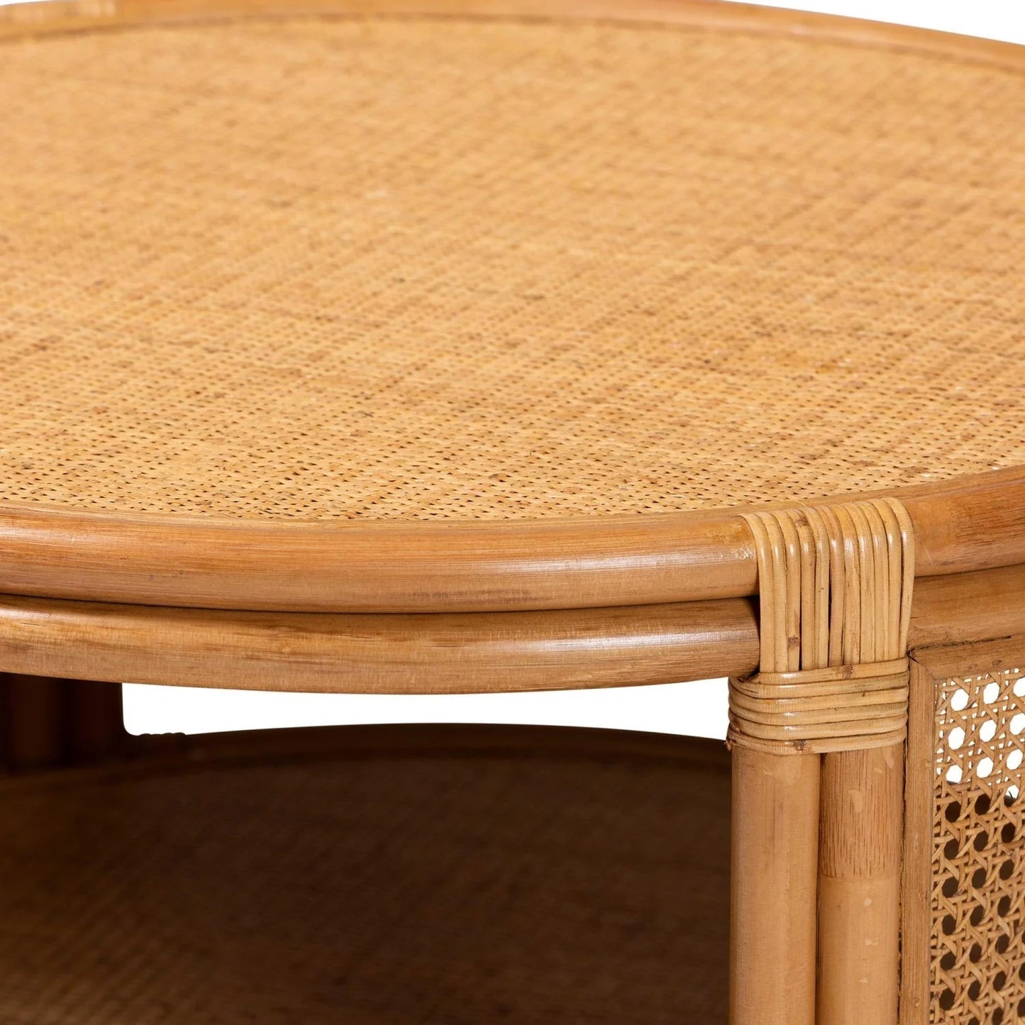 Luxury Round Rattan Coffee Table Modern Italian Style for Villa