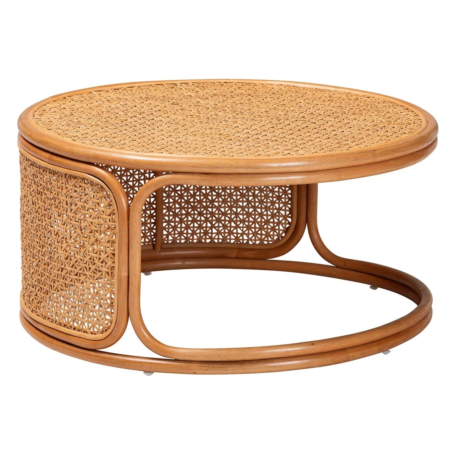 Luxury Round Rattan Peel Coffee Table Modern Italian Style for Villa