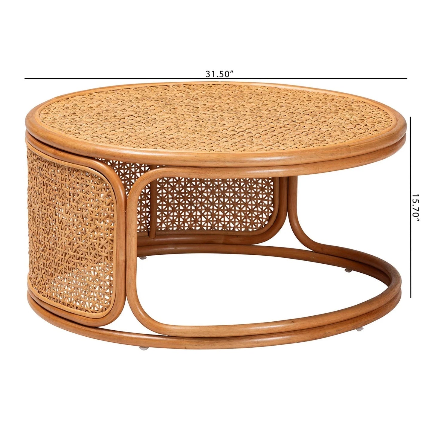 Luxury Round Rattan Peel Coffee Table Modern Italian Style for Villa