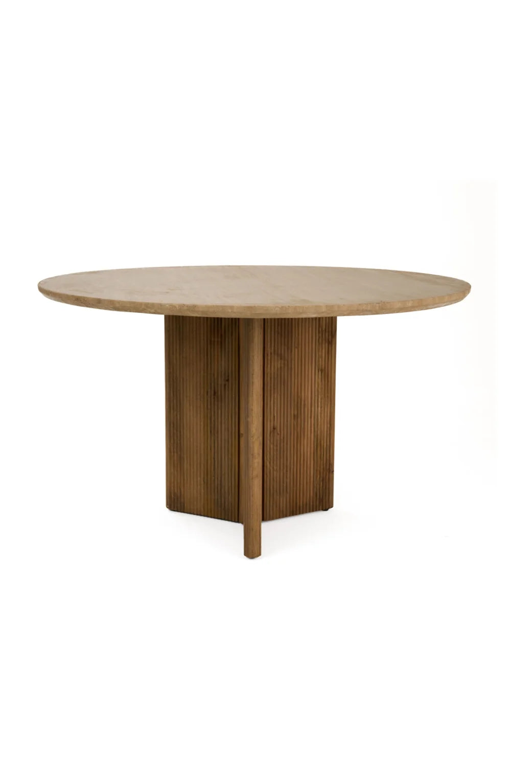 Luxury Round Ribbed Mango Wood Dining Table Modern Italian Style for Villa