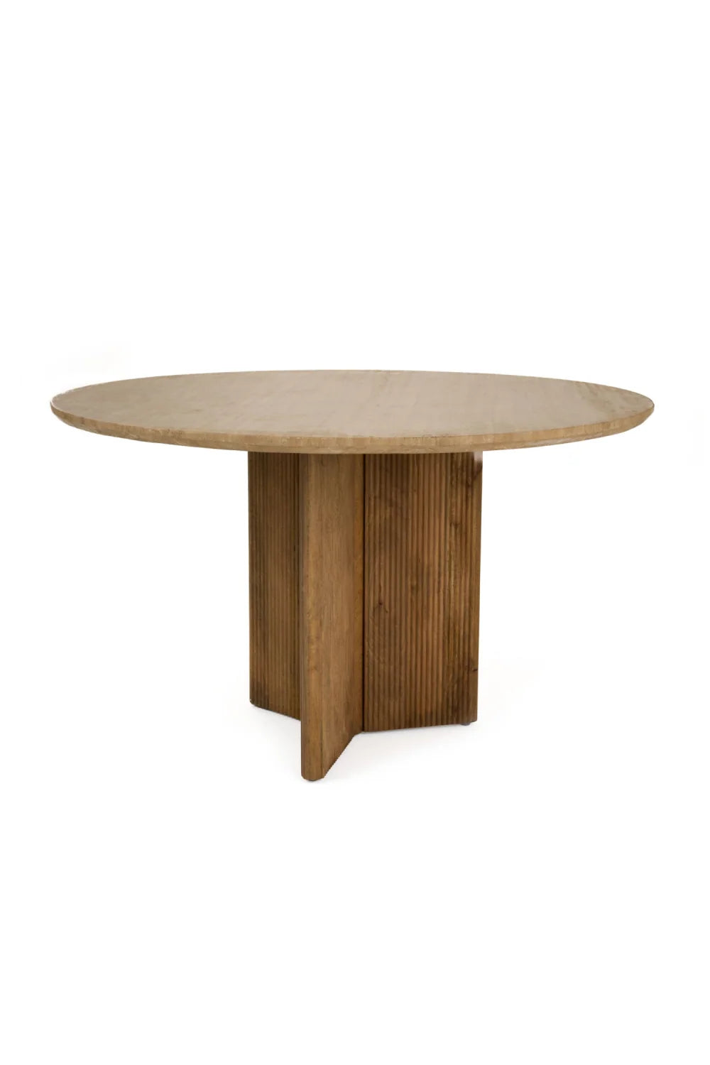 Luxury Round Ribbed Mango Wood Dining Table Modern Italian Style for Villa