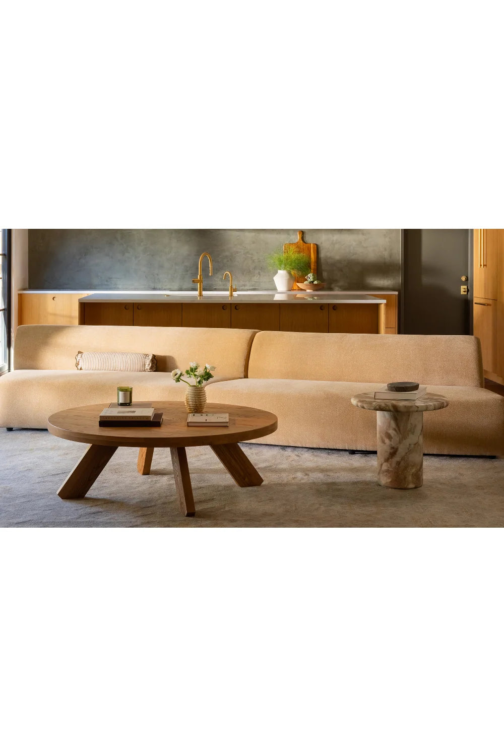 Luxury Round Solid Oak Coffee Table Modern Italian Style for Villa