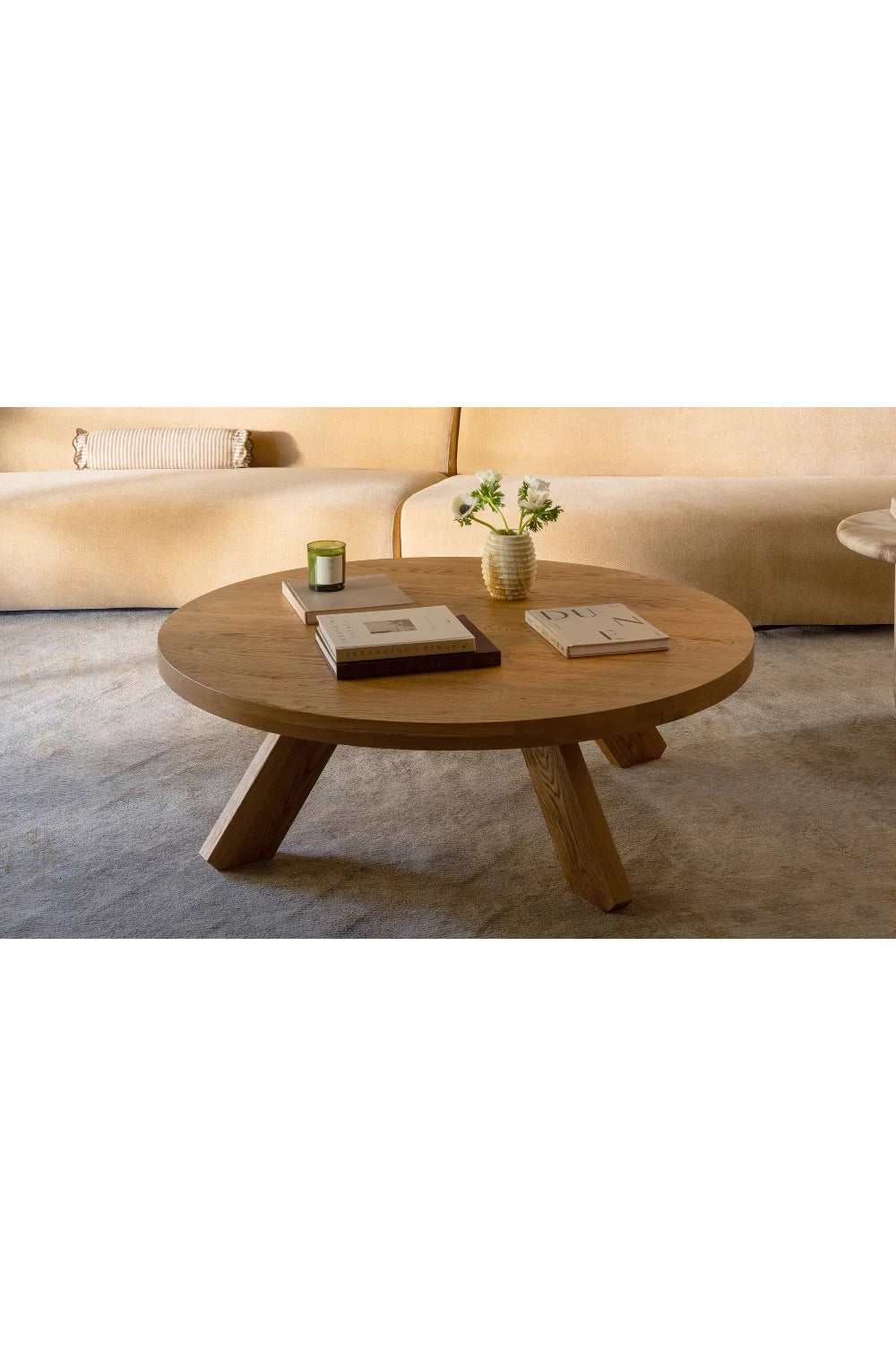 Luxury Round Solid Oak Coffee Table Modern Italian Style for Villa