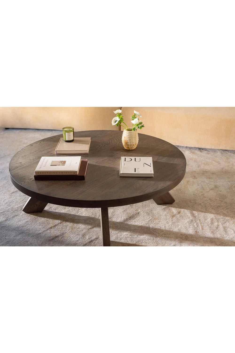 Luxury Round Solid Oak Coffee Table Modern Italian Style for Villa