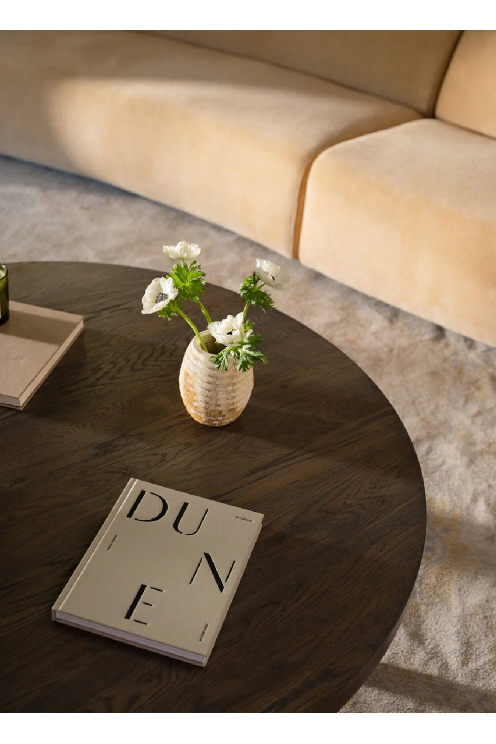 Luxury Round Solid Oak Coffee Table Modern Italian Style for Villa
