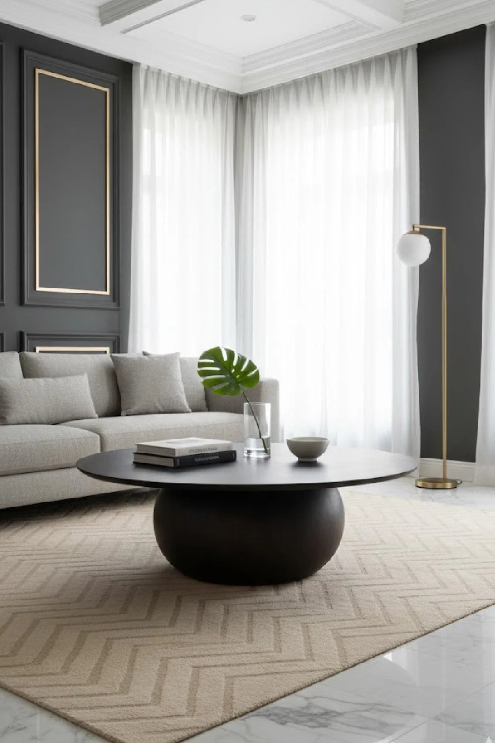 Luxury Round Solid Wood Coffee Table Modern Italian Style for Villa