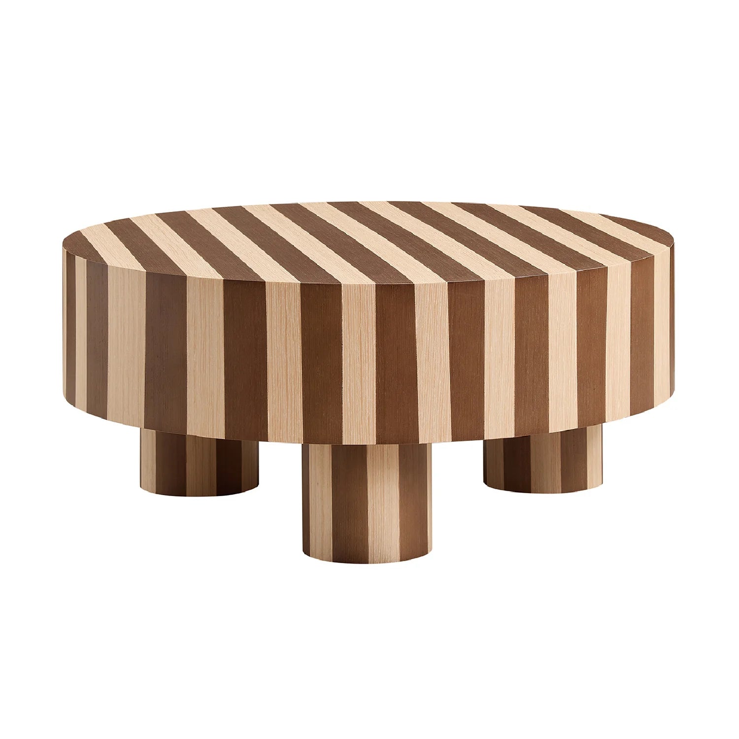 Luxury Round Striped Wood Coffee Table Modern Italian Style for Villa