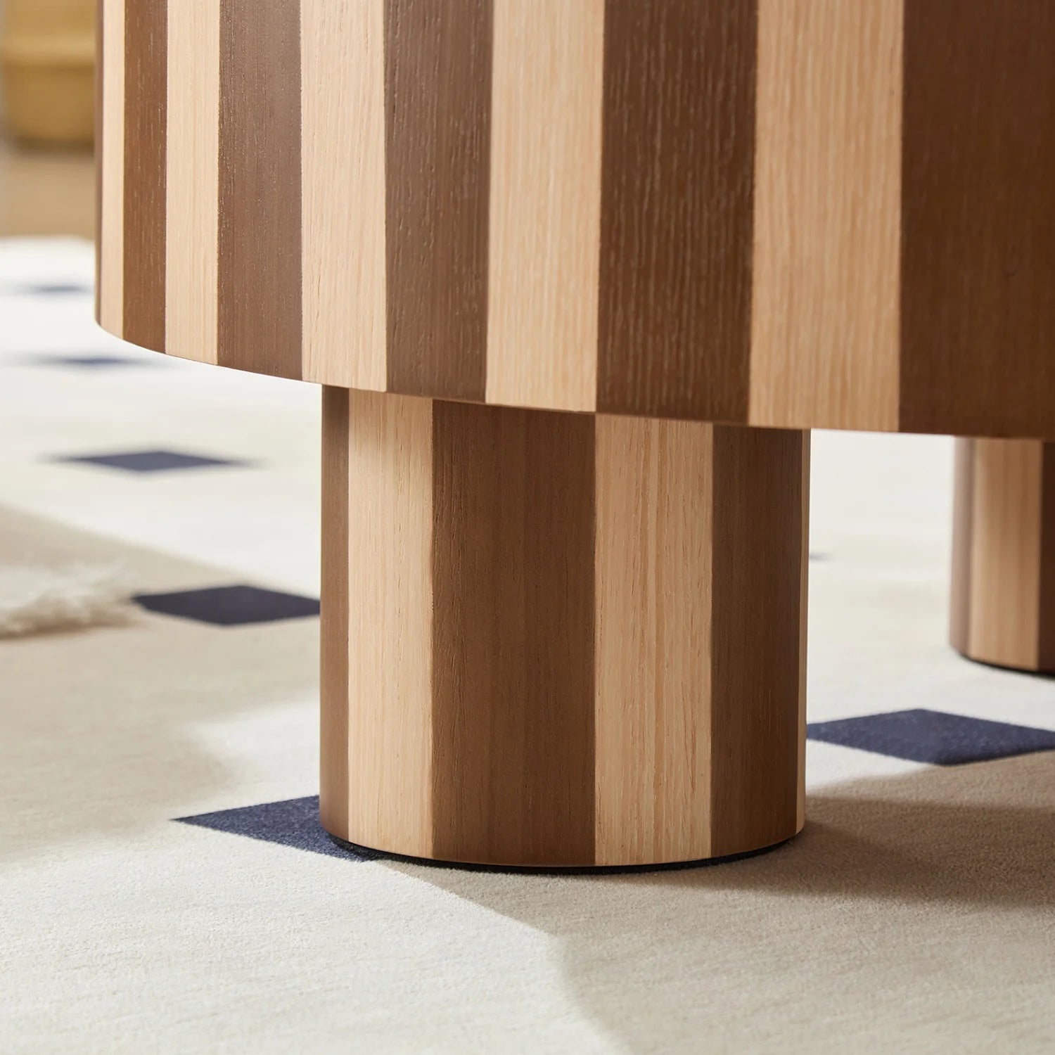 Luxury Round Striped Wood Coffee Table Modern Italian Style for Villa