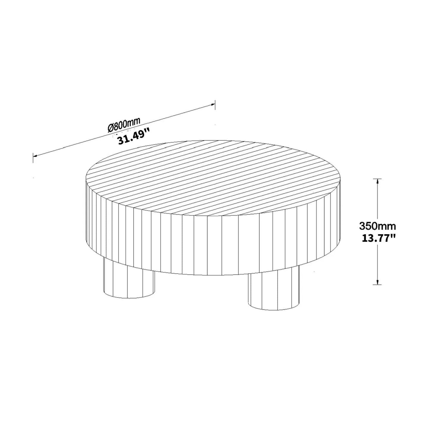 Luxury Round Striped Wood Coffee Table Modern Italian Style for Villa