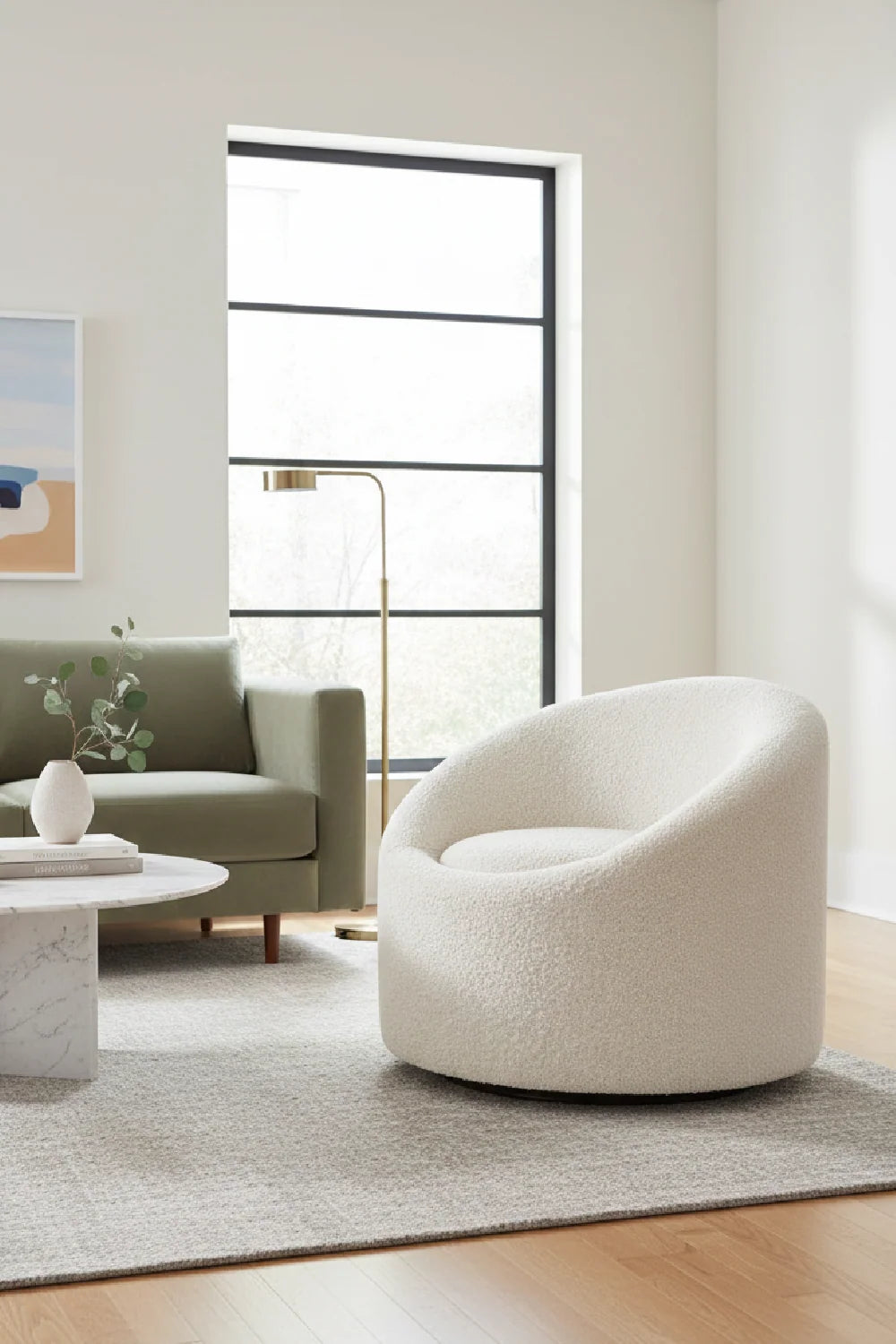 Luxury Round Swivel Accent Chair European Style for Villa
