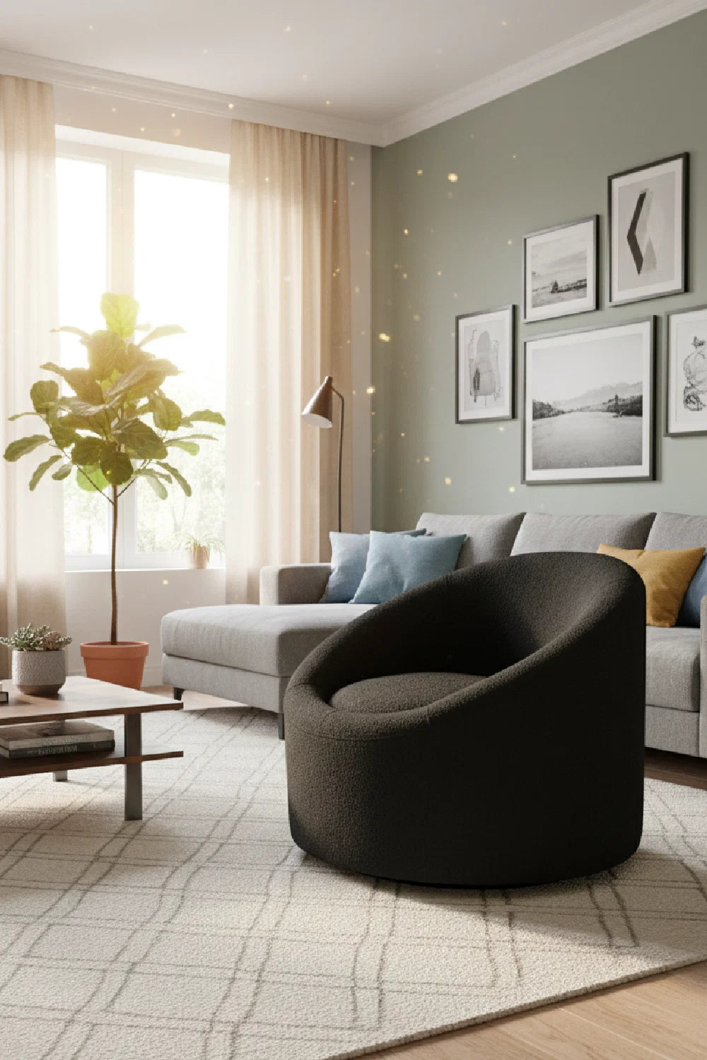 Luxury Round Swivel Accent Chair European Style for Villa