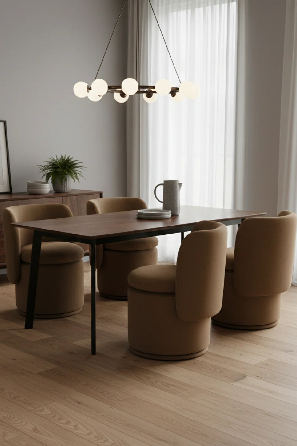 Luxury Round Swivel Fabric Modern Dining Chair European Style for Villa