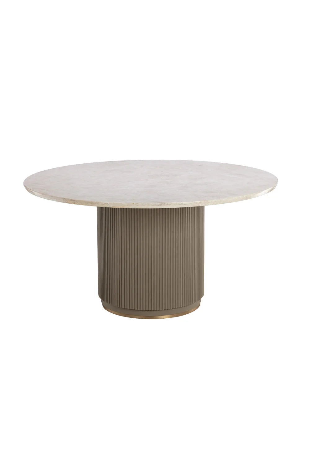 Luxury Round Taupe Leather Marble Dining Table Modern Italian Style for Villa