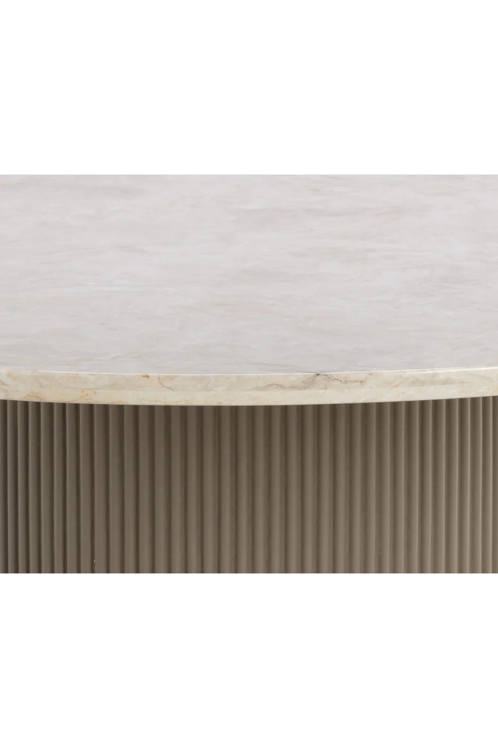 Luxury Round Taupe Leather Marble Dining Table Modern Italian Style for Villa