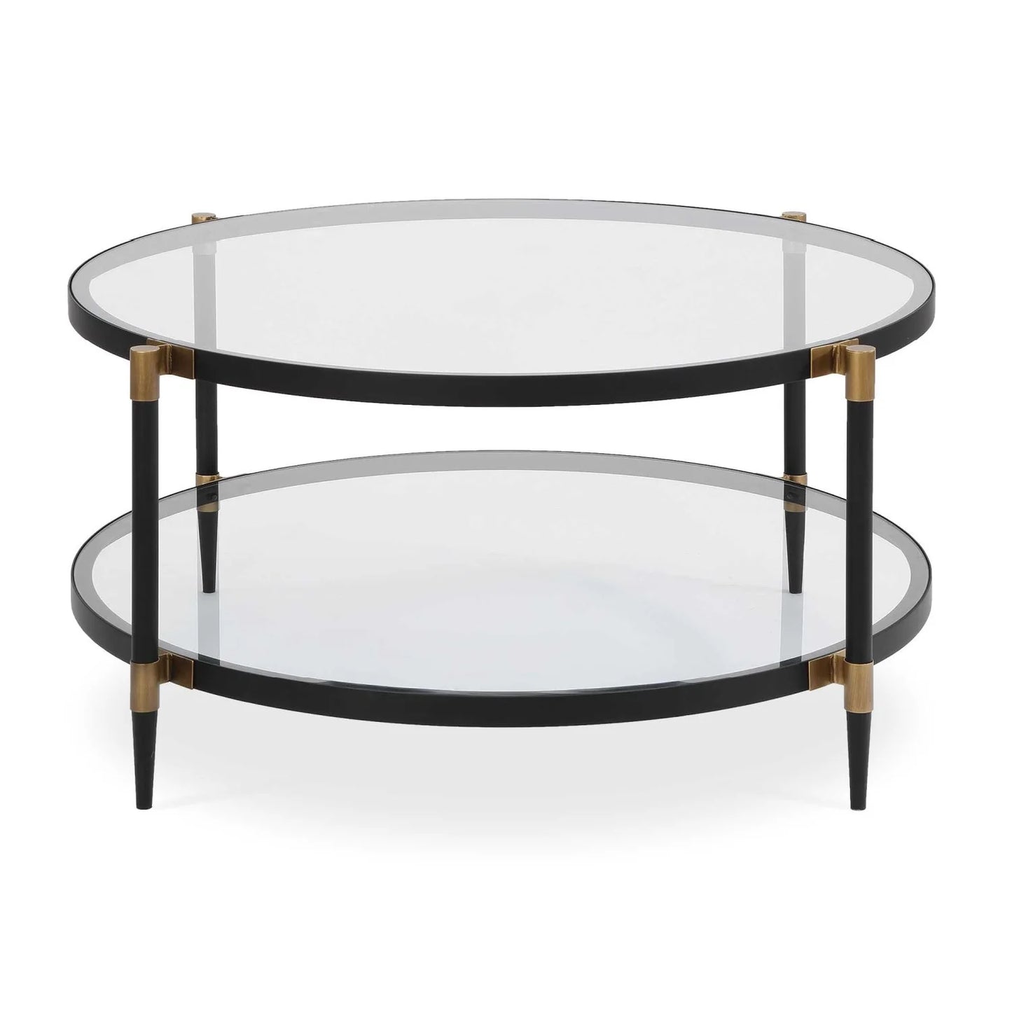 Luxury Round Tempered Glass Coffee Table Modern Italian Style for Villa