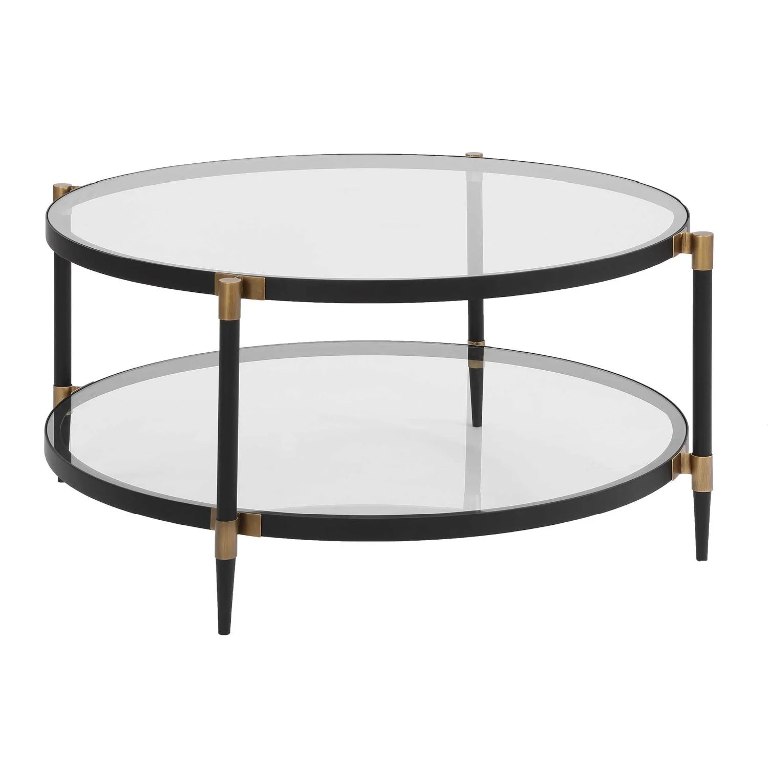 Luxury Round Tempered Glass Coffee Table Modern Italian Style for Villa