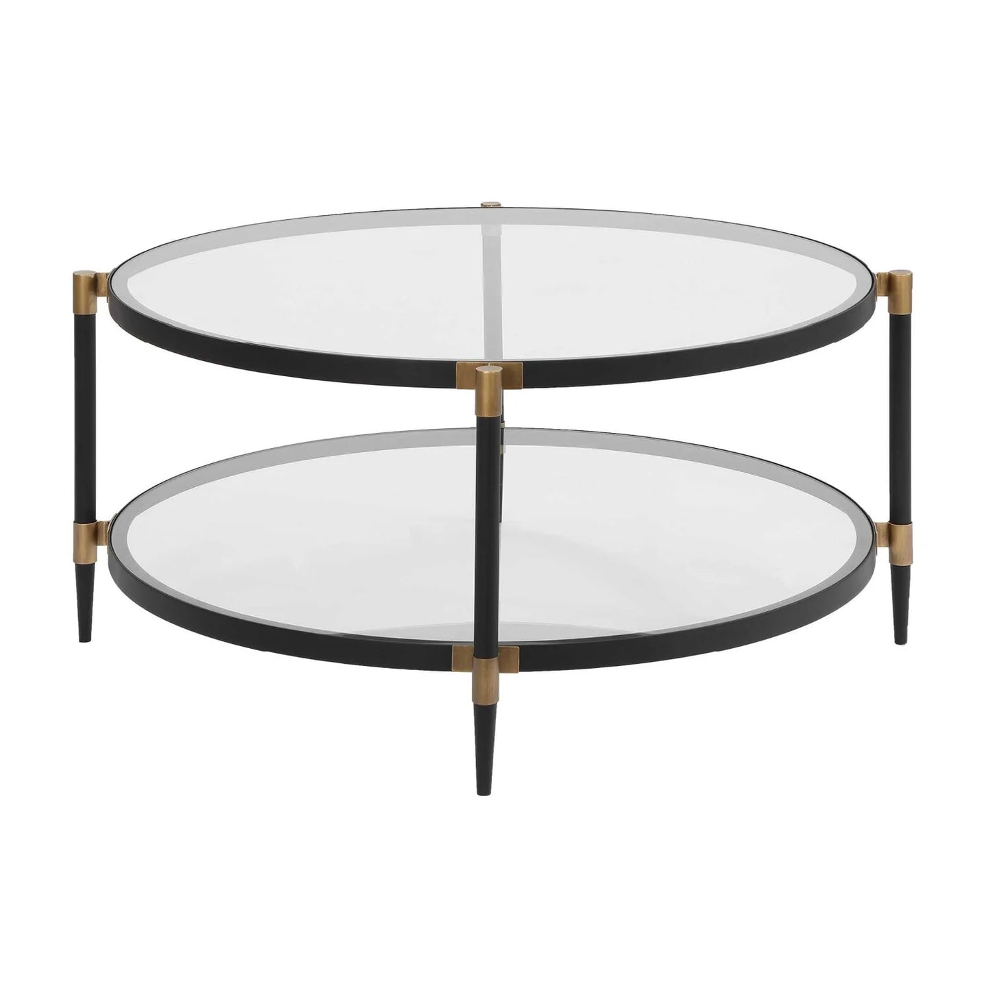 Luxury Round Tempered Glass Coffee Table Modern Italian Style for Villa