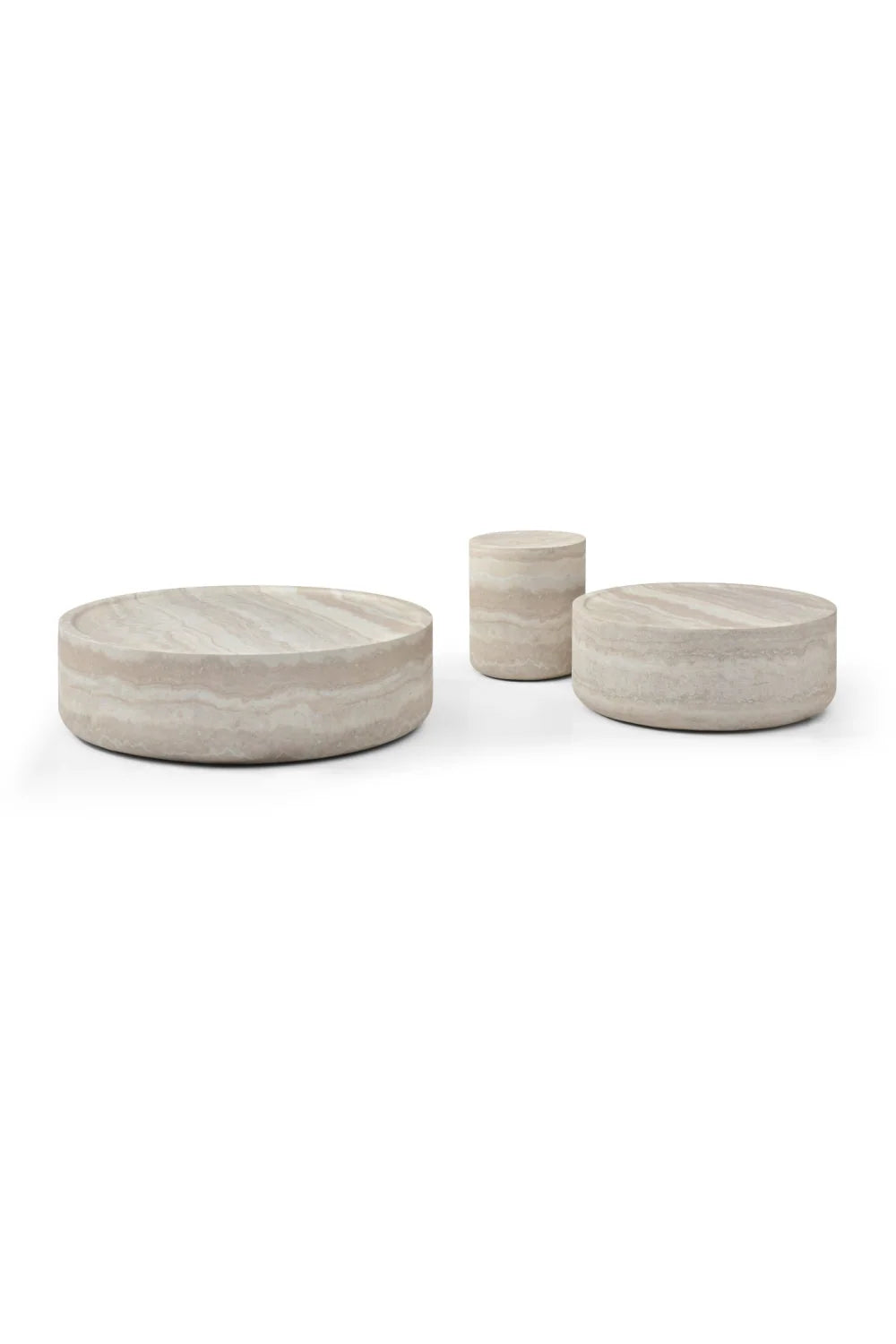 Luxury Round Travertine Coffee Table Modern Italian Style for Villa