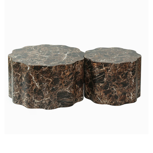 Luxury Round Walnut Coffee Tables Modern Italian Style for Villa