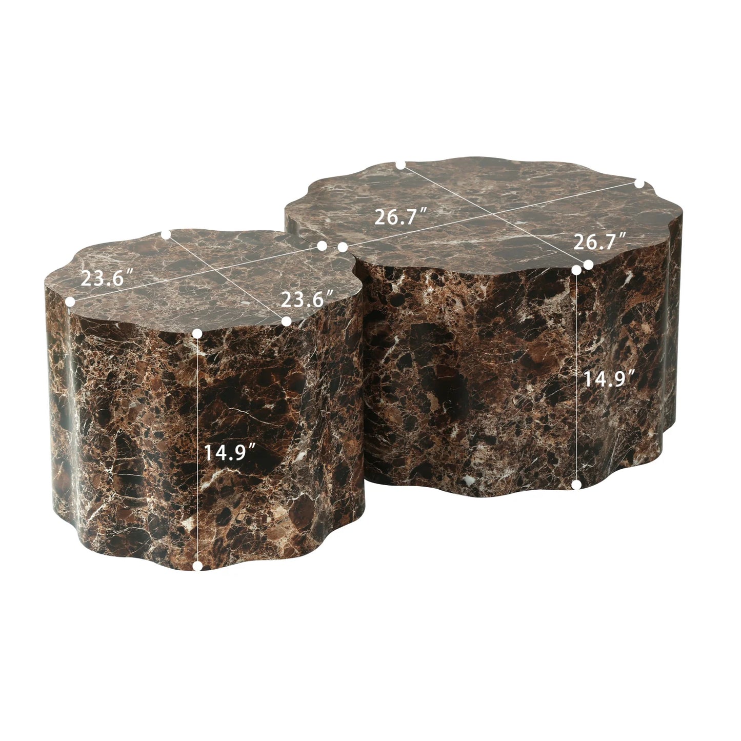 Luxury Round Walnut Coffee Tables Modern Italian Style for Villa