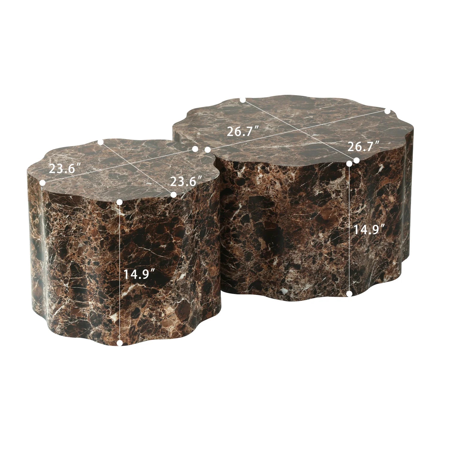 Luxury Round Walnut Coffee Tables Modern Italian Style for Villa