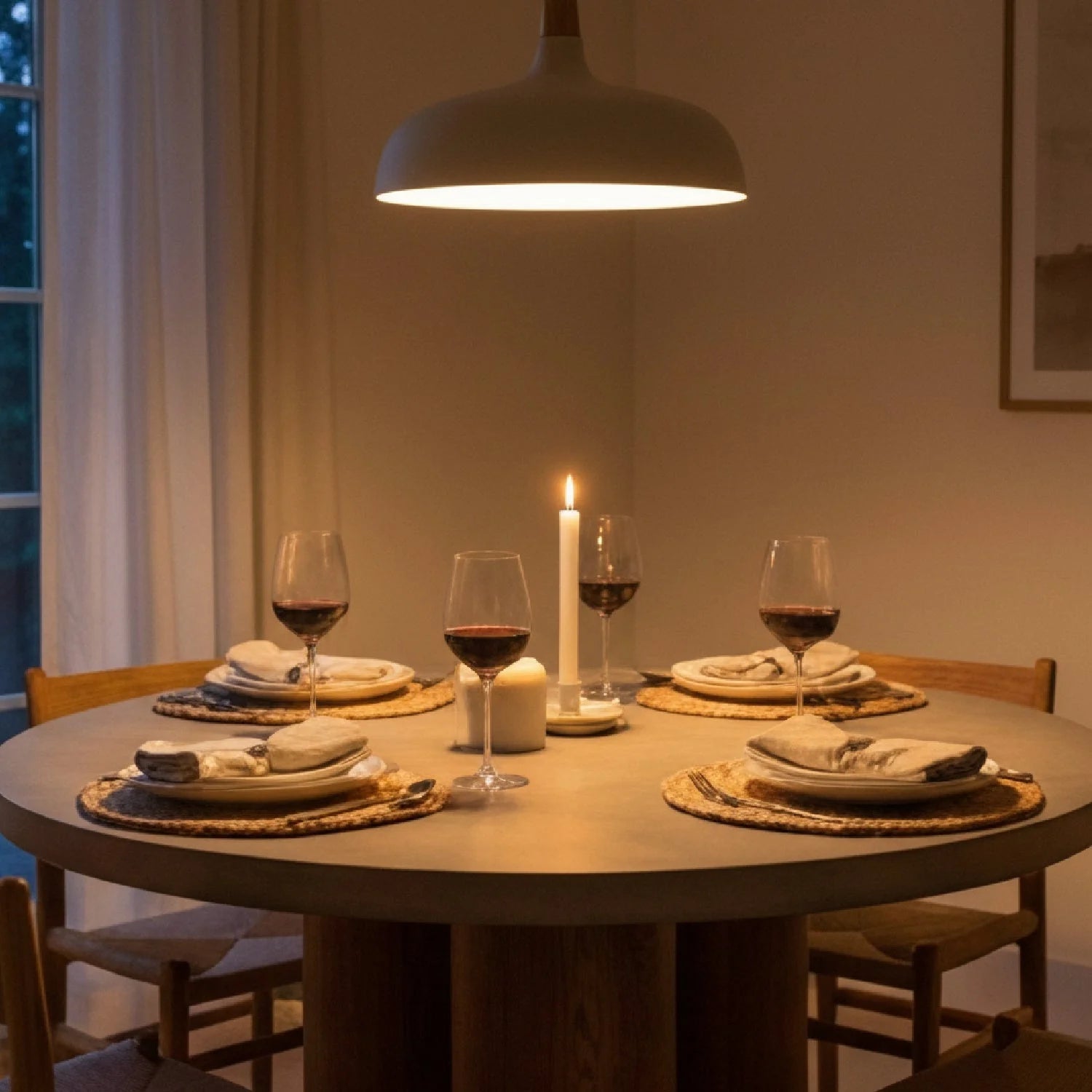 Luxury Round Walnut Veneer Dining Table Modern Italian Style for Villa