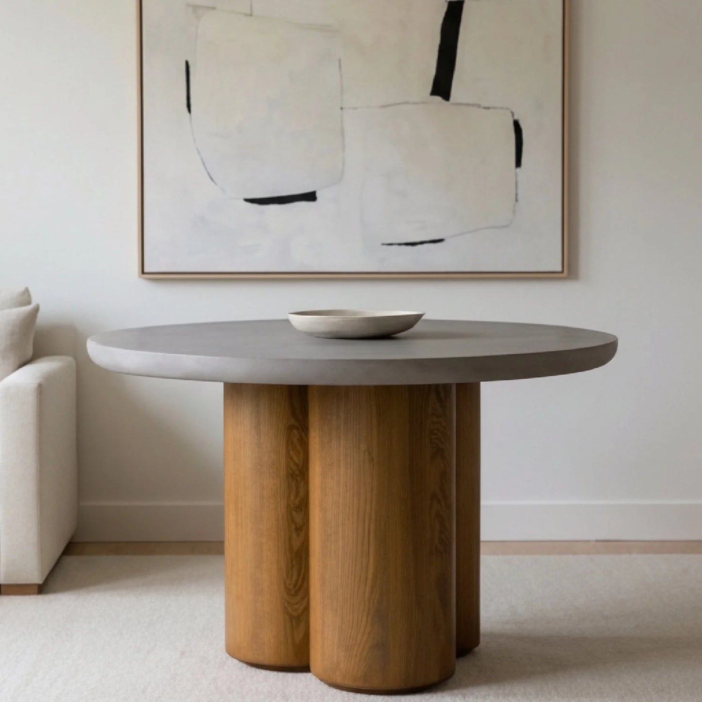 Luxury Round Walnut Veneer Dining Table Modern Italian Style for Villa
