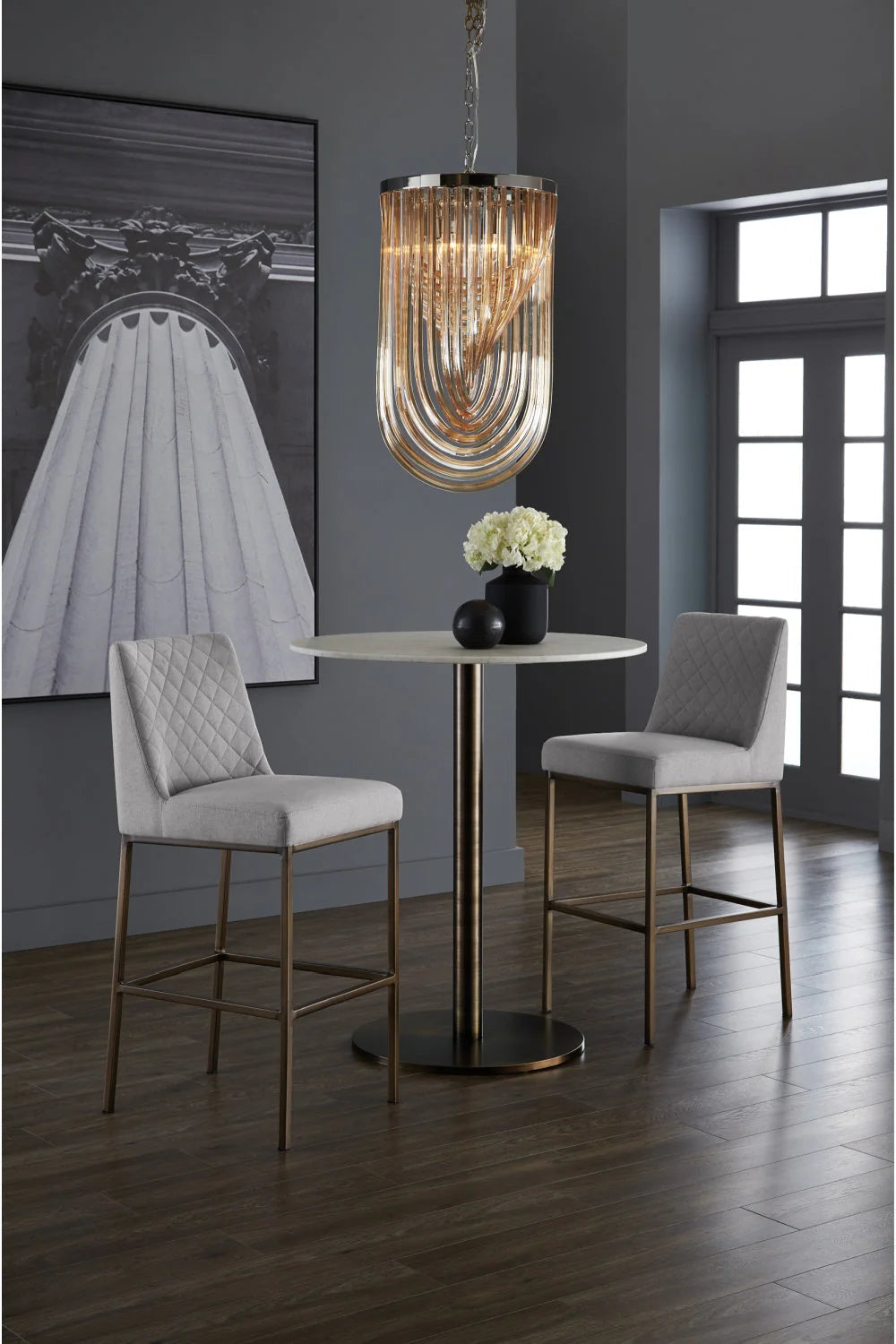 Luxury Round White Marble Bar Table Modern Italian Style for Villa