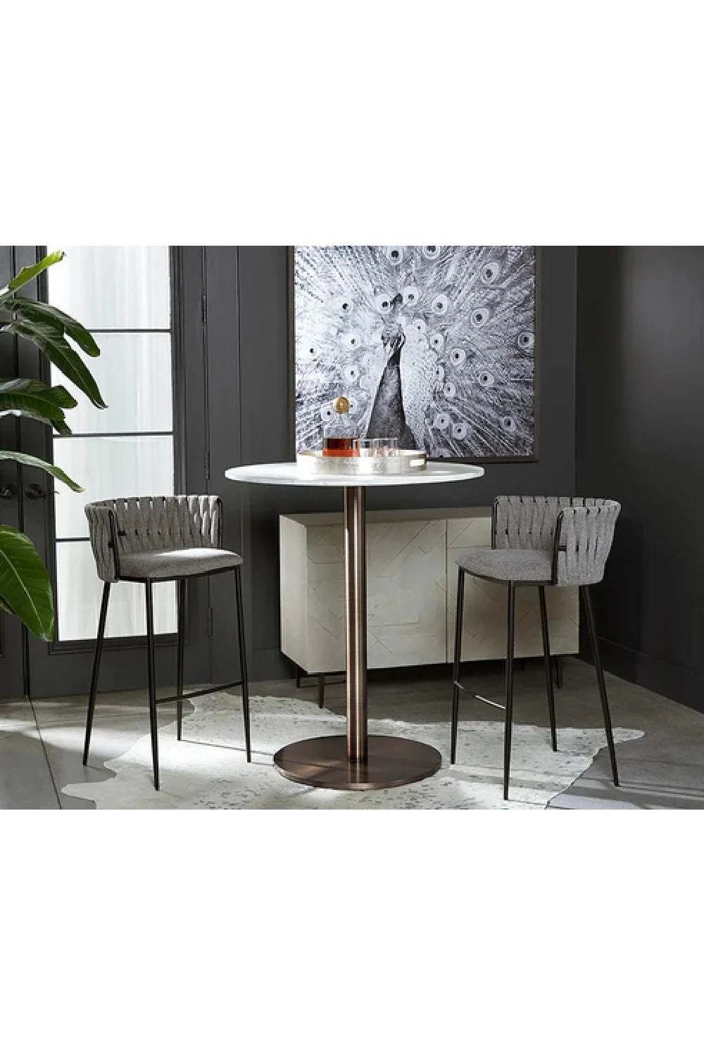 Luxury Round White Marble Bar Table Modern Italian Style for Villa