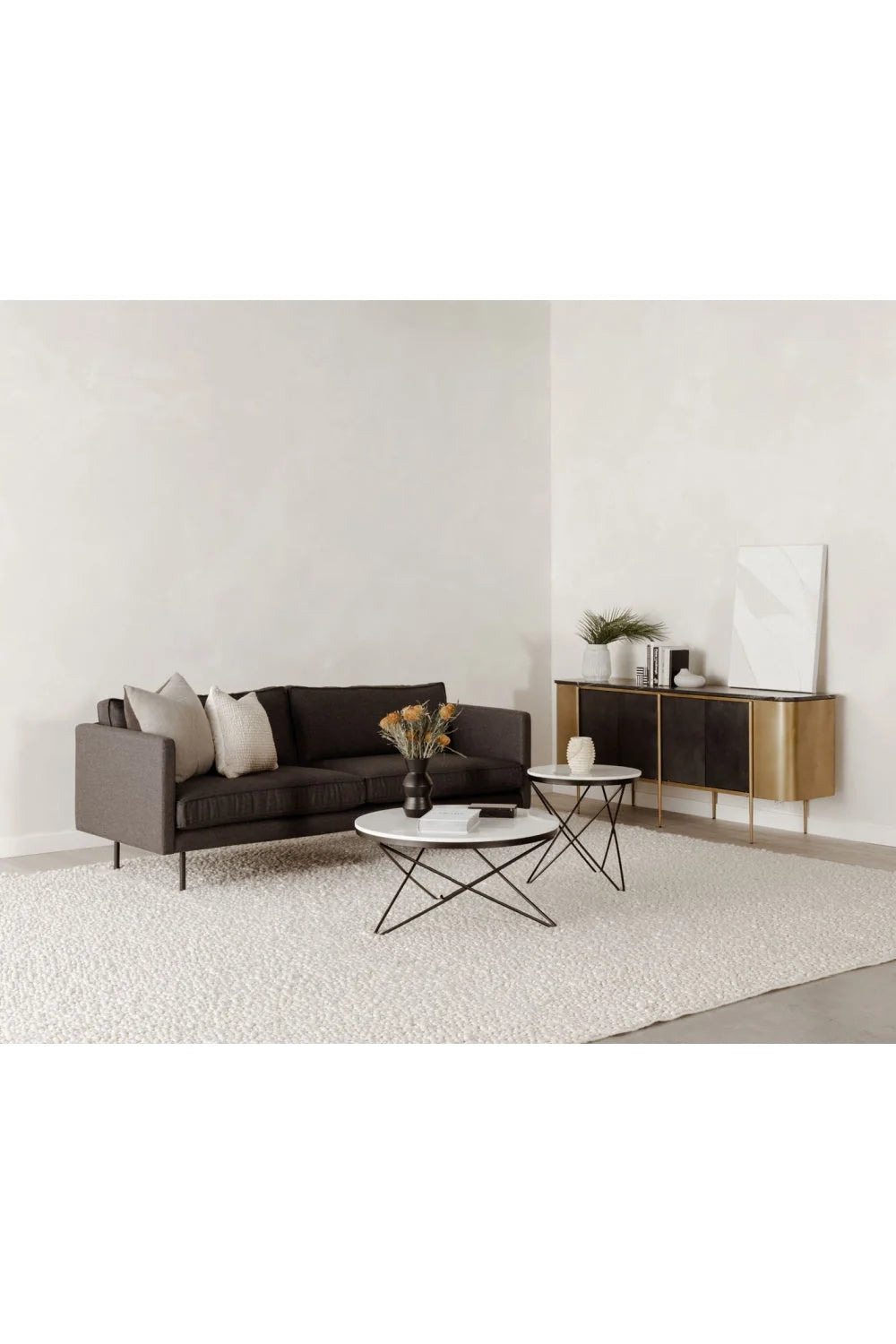 Luxury Round White Marble Coffee Table Modern Italian Style for Villa