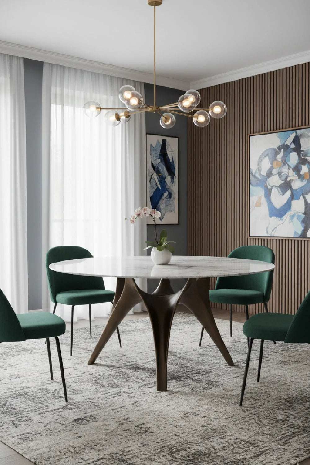 Luxury Round White Marble Dining Table Modern Italian Style for Villa