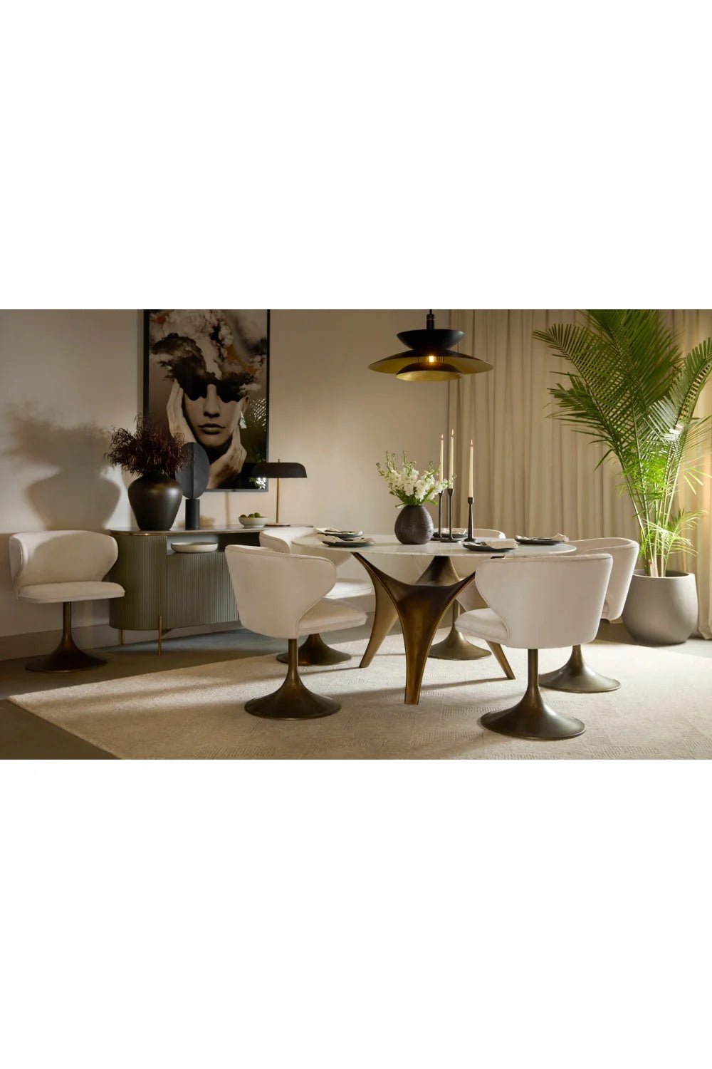 Luxury Round White Marble Dining Table Modern Italian Style for Villa