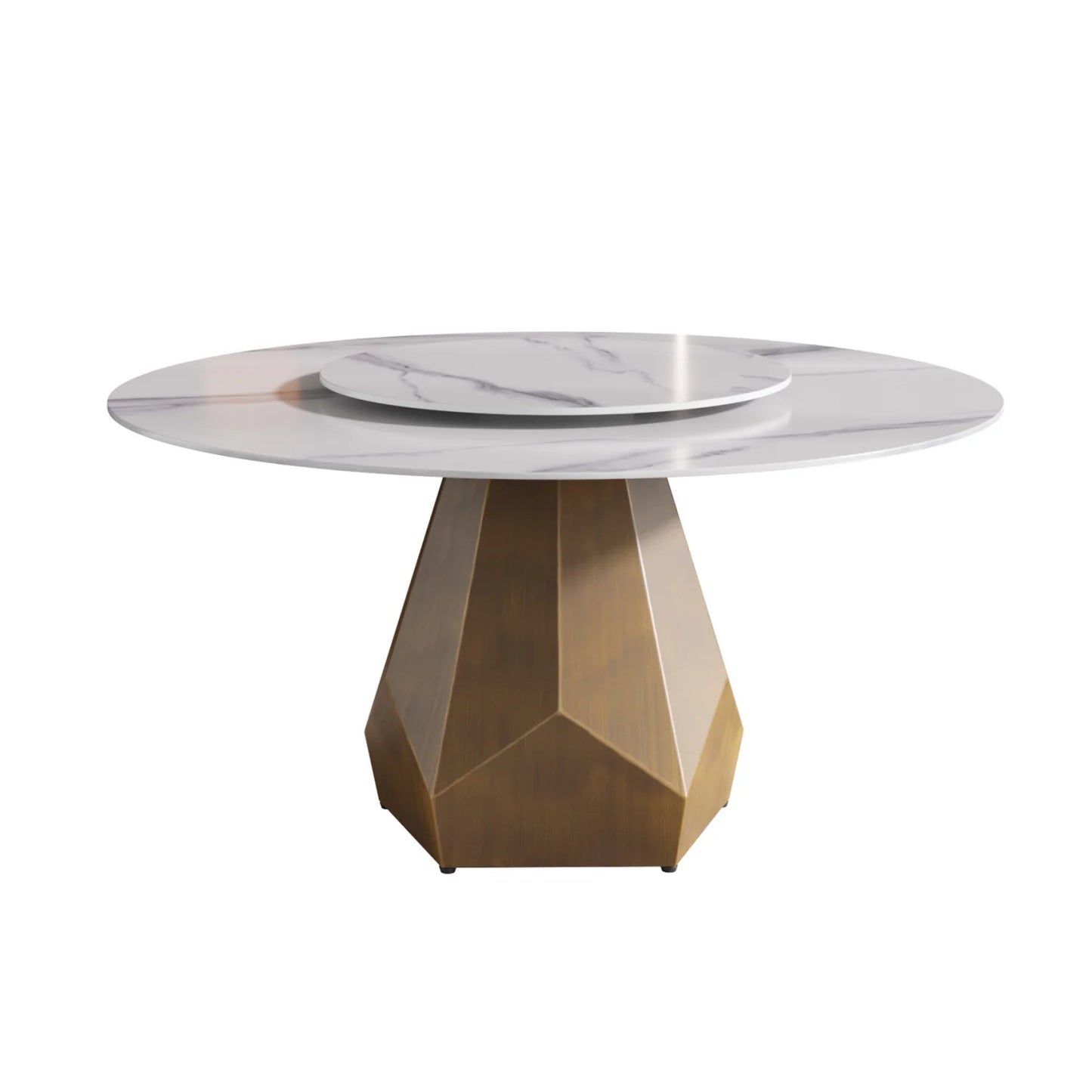 Luxury Round White Marble Dining Table Set Modern Italian Style for Villa