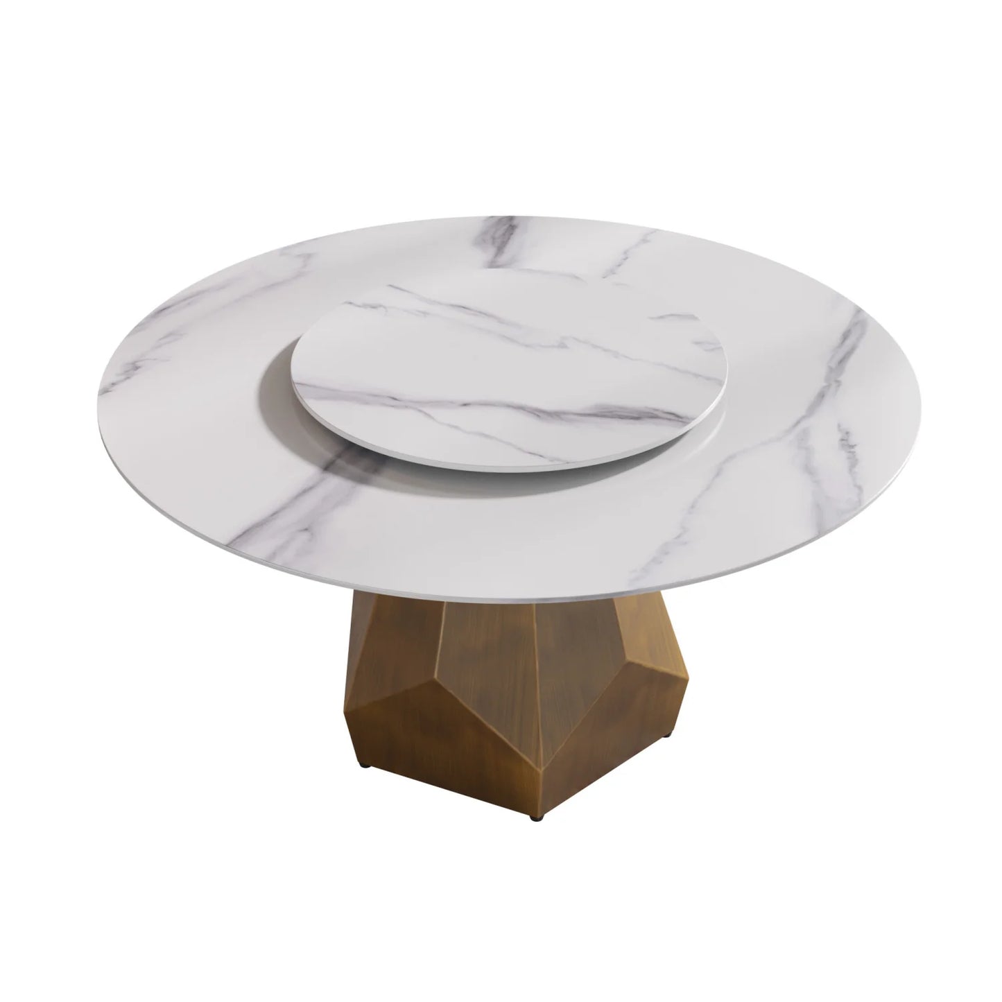 Luxury Round White Marble Dining Table Set Modern Italian Style for Villa