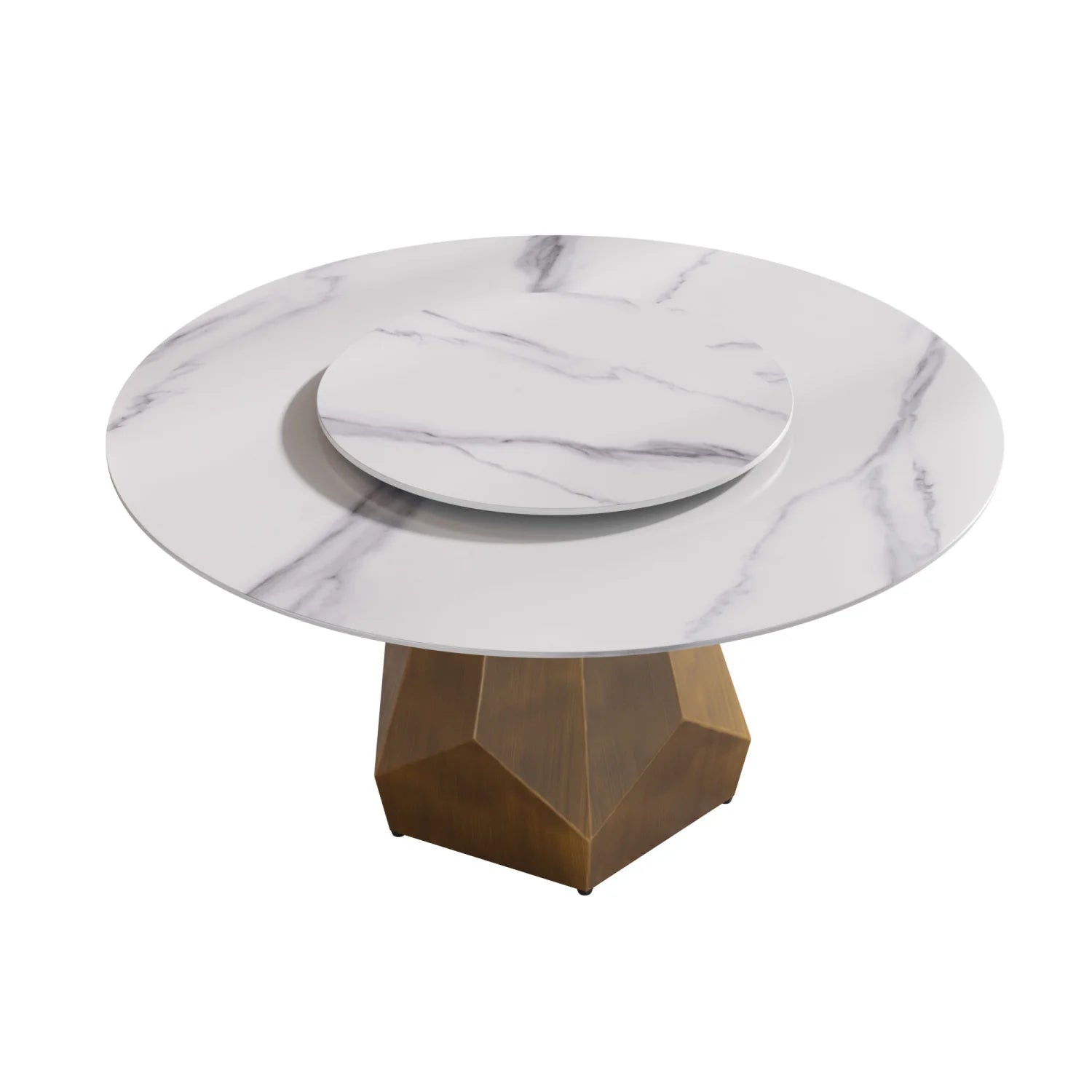 Luxury Round White Marble Dining Table Set Modern Italian Style for Villa