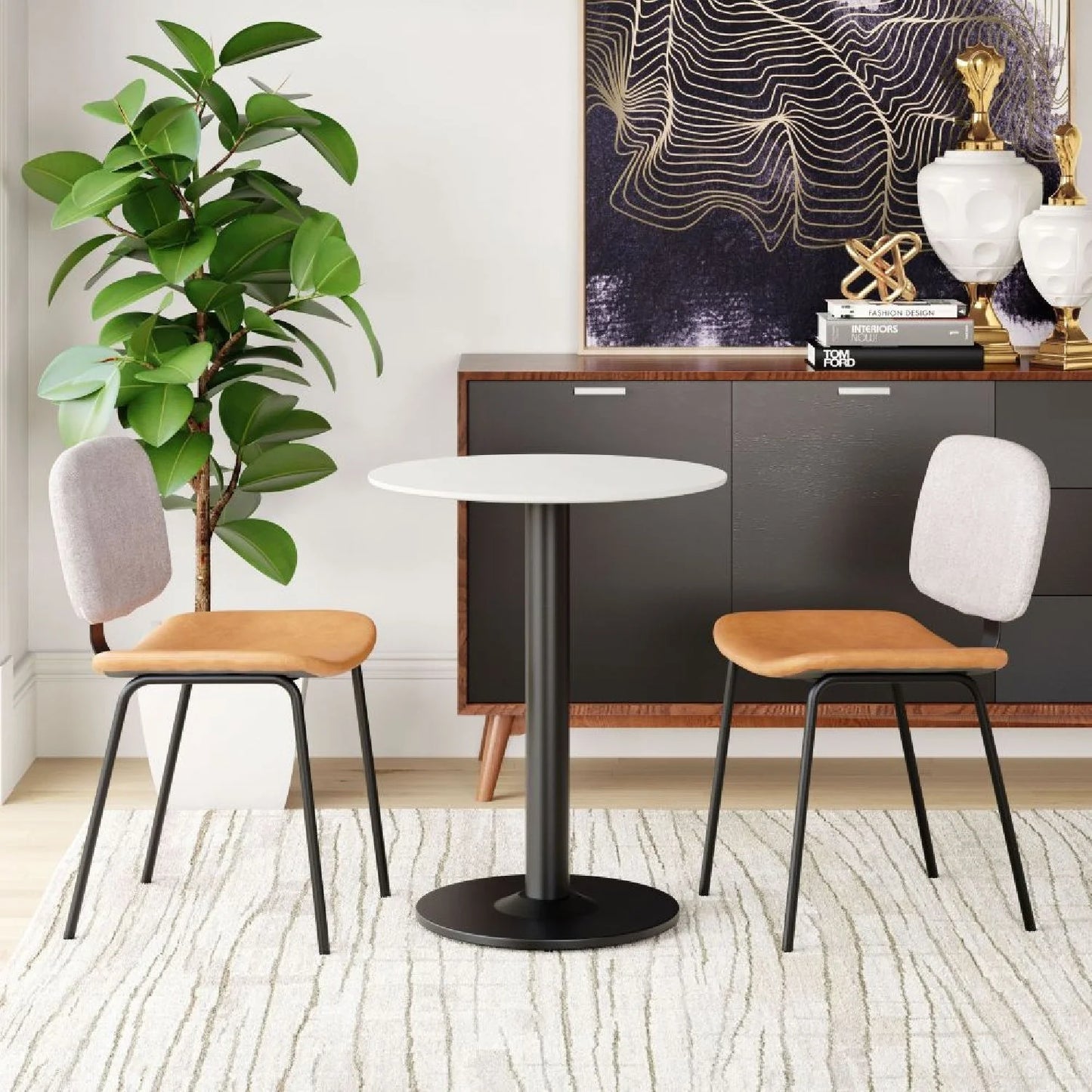 Luxury Round Wood Bistro Table Modern Italian Style for Villa