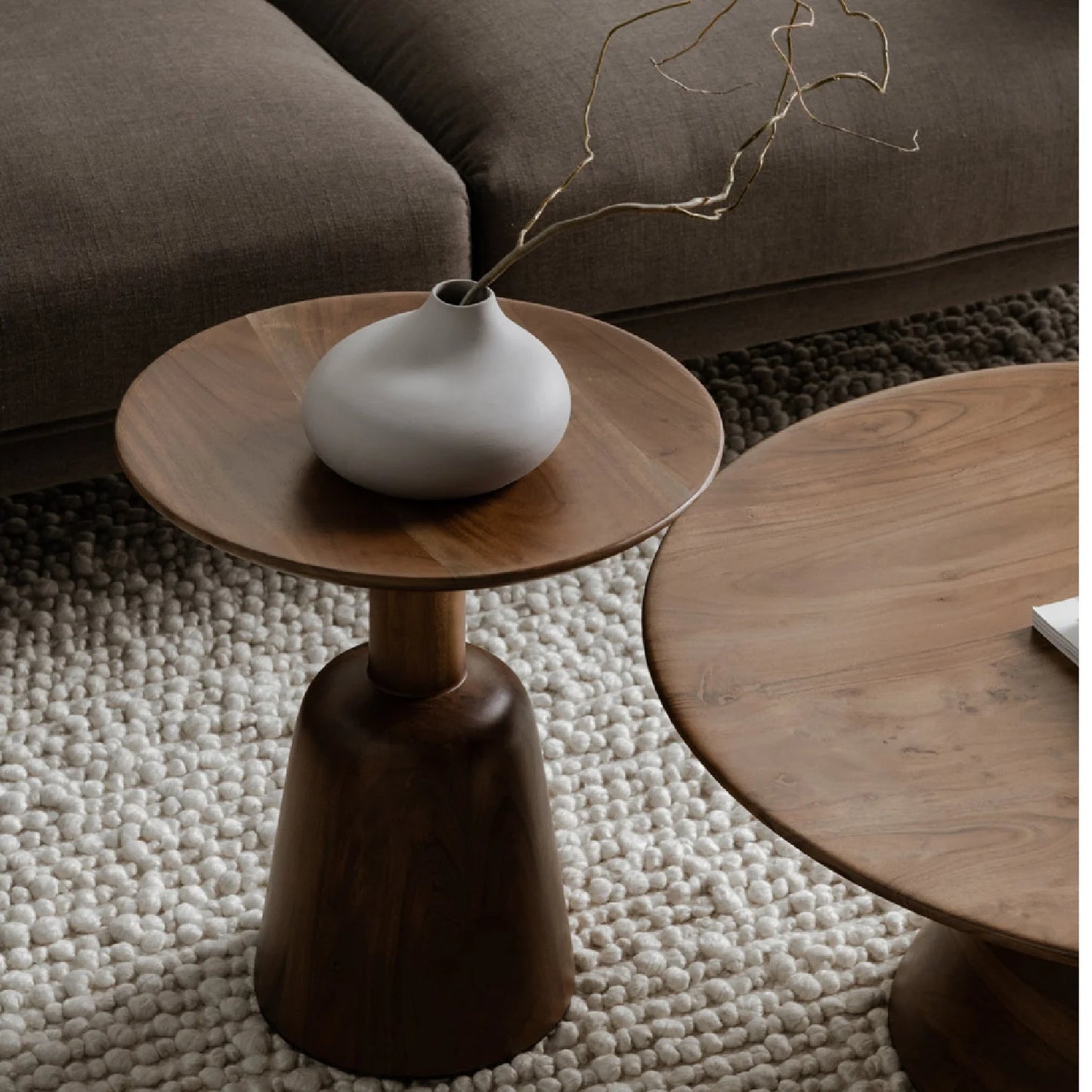 Luxury Round Wood Coffee Table Modern Italian Style for Villa