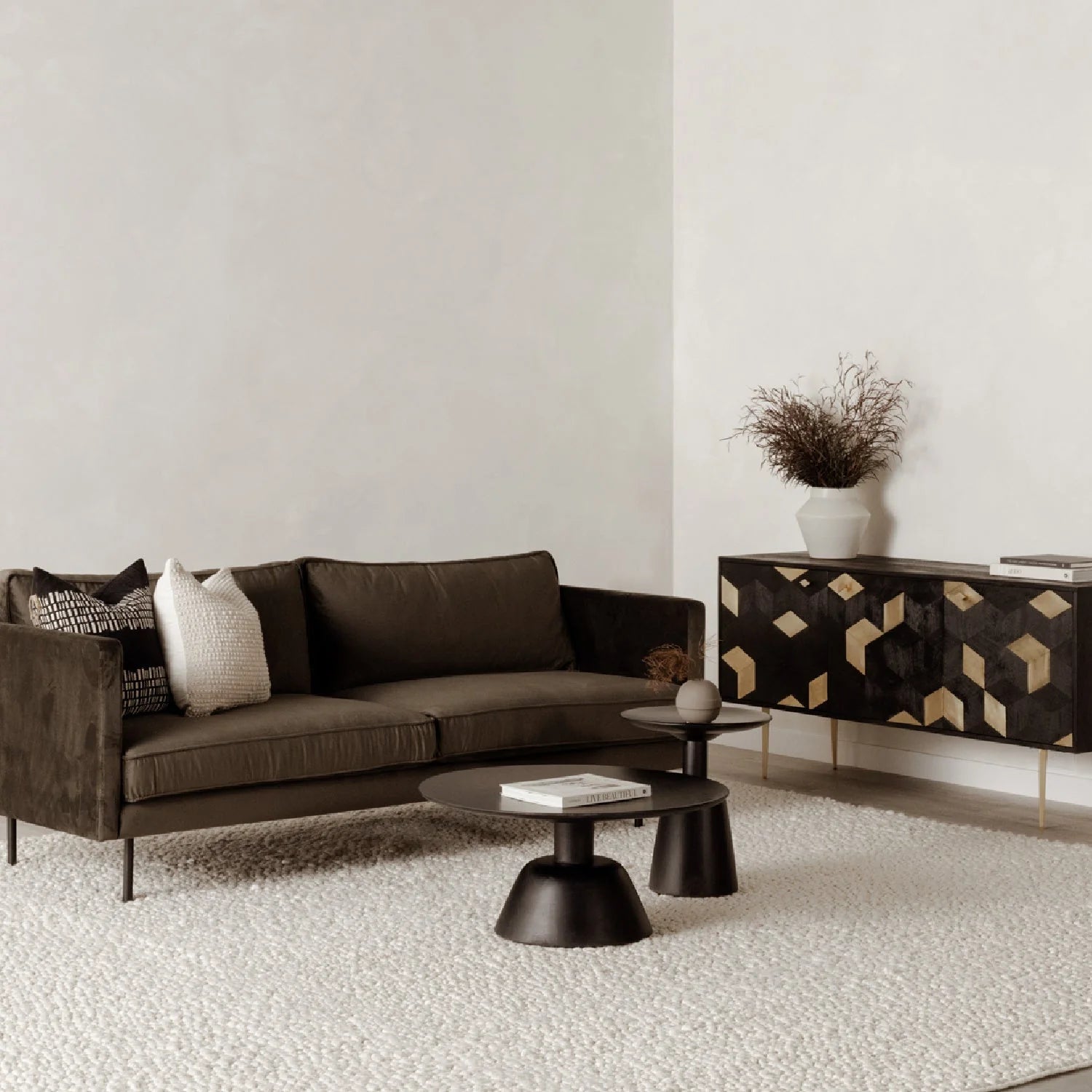 Luxury Round Wood Coffee Table Modern Italian Style for Villa