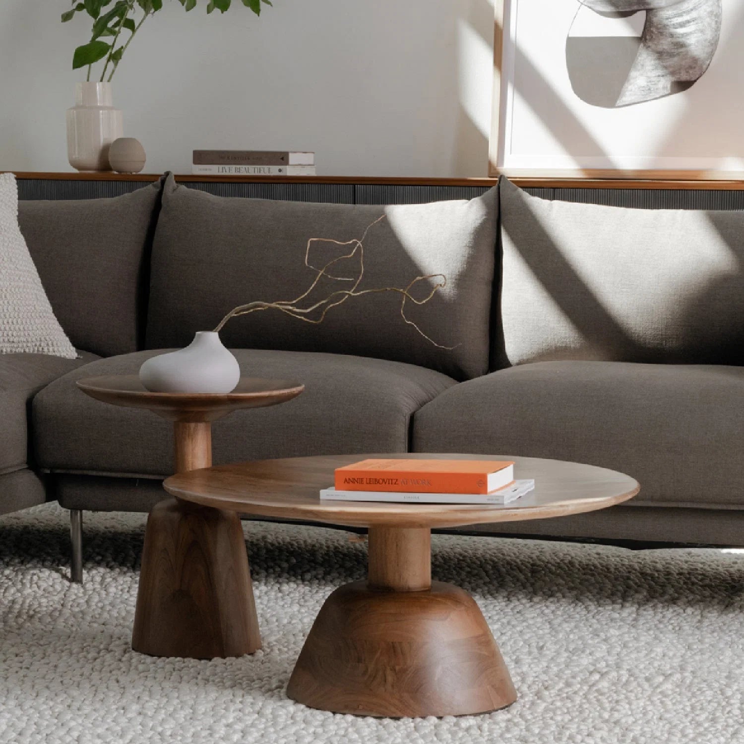 Luxury Round Wood Coffee Table Modern Italian Style for Villa