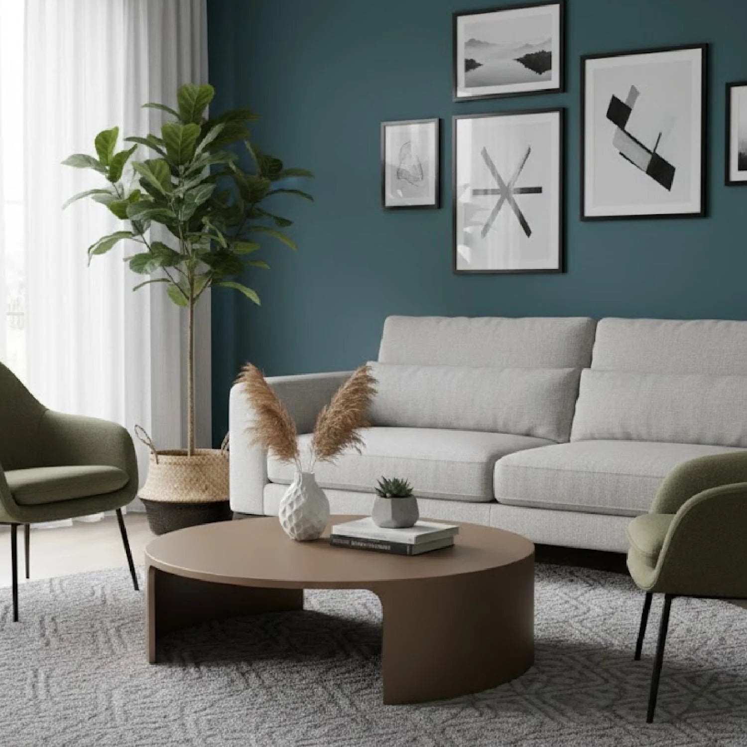 Luxury Round Wood Coffee Table Modern Italian Style for Villa