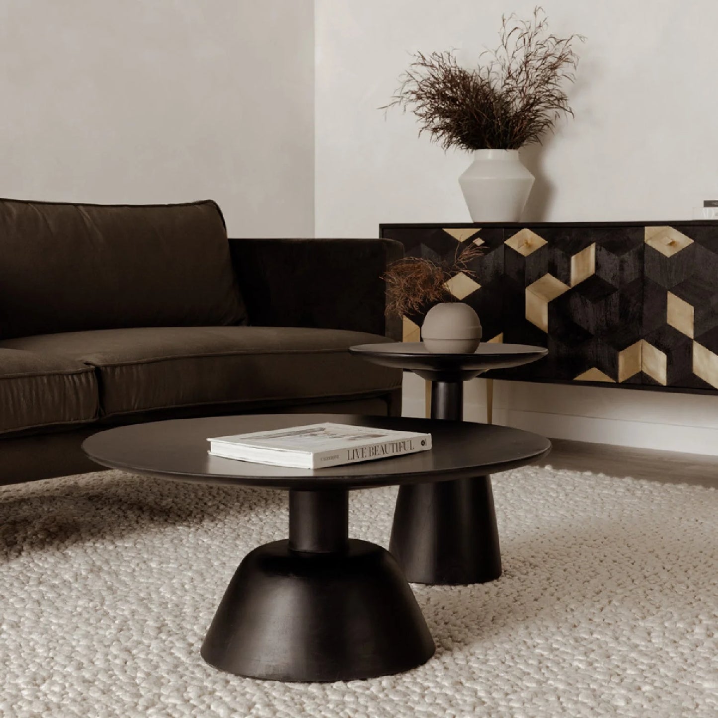 Luxury Round Wood Coffee Table Modern Italian Style for Villa