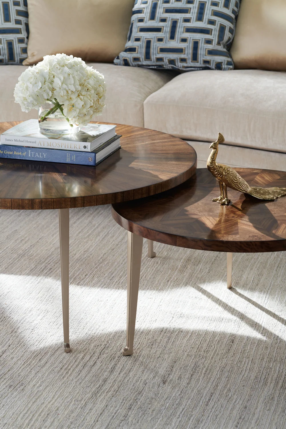 Luxury Round Wooden Coffee Table Modern Italian Style for Villa