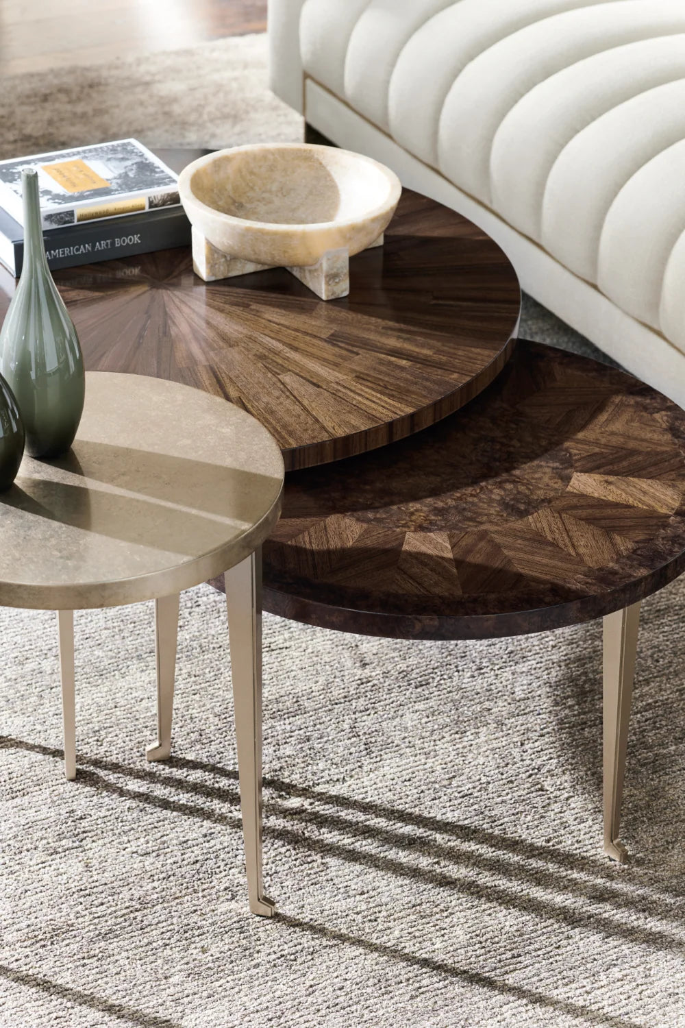 Luxury Round Wooden Coffee Table Modern Italian Style for Villa
